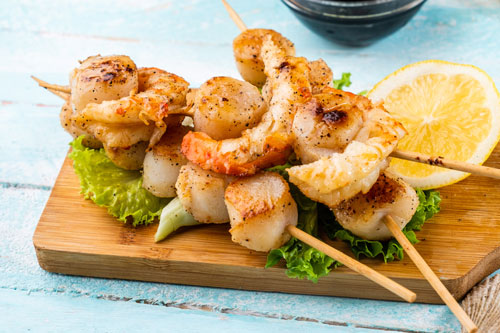 Marinade grilled Shrimp&amp;Scallop skewers